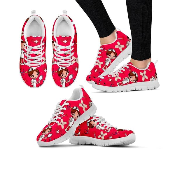 Kvinnor tecknad sjuksköterska Höst Sneakers Sko 36 / L