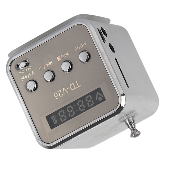 Miniftalare Musikspelare Bärbar FM-radio PC Mode Support TF-kort och U-disk Silver