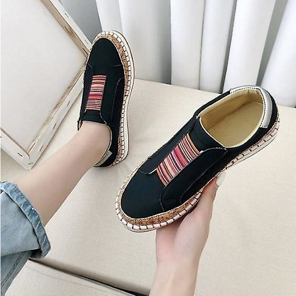 Slip-on Sneakers för kvinnor, Shallow Loafers Black 39