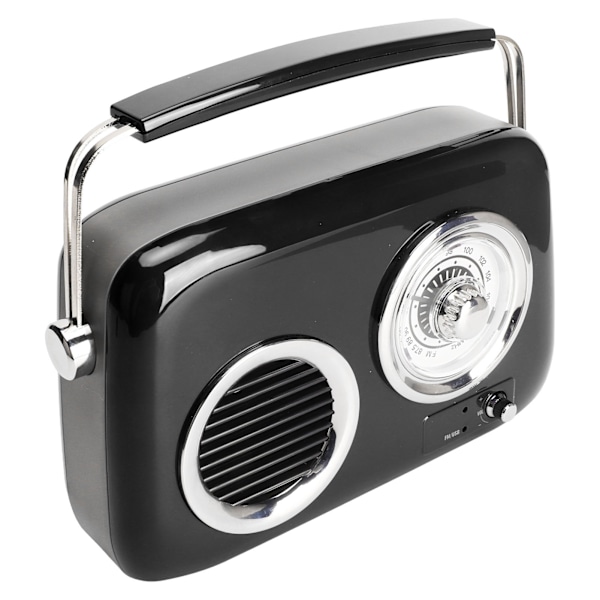 Retro Radio Bluetooth-högtalare Bärbar Handhållen HiFi Stereo Ljud Söt Gammaldags Stil Radiohögtalare för Fest Utomhus Svart