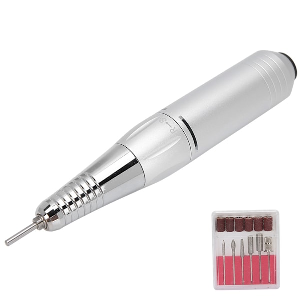 Elektrisk Nagelborr USB Uppladdningsbar Portabel Manikyr Pedikyr Maskin Silver