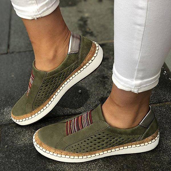 Slip-on Sneakers för kvinnor, Shallow Loafers Green 42