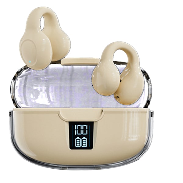 Öronklämma Bluetooth Hörlurar Trådlös Digital Display Universal för Sport Arbete Liv Hudfärg