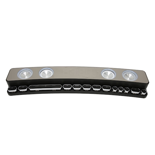 Bluetooth Datorhögtalare HiFi Subwoofer Dynamisk RGB PC Gaming Högtalare med FM Radio Väckarklocka 13 Mekaniska Tangenter Svart
