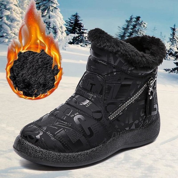 Vintermode för kvinnor, casual vattentäta snökängor black boots 43