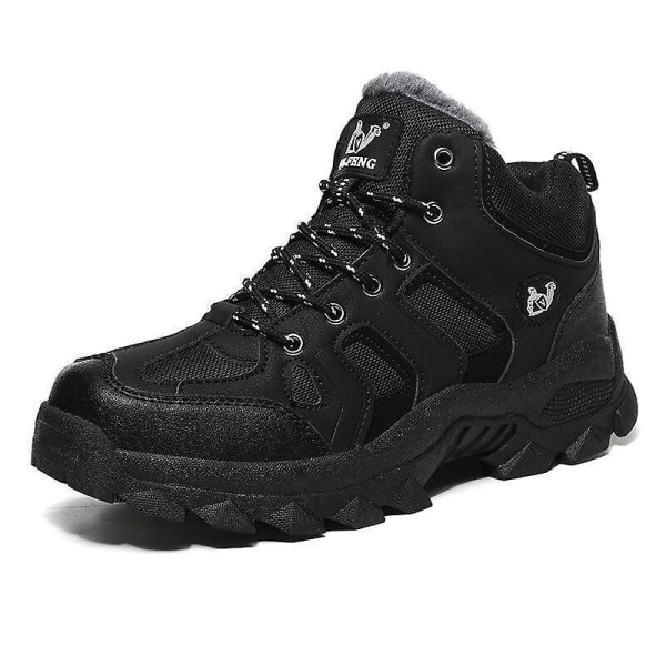 Högkvalitativa läder vattentäta män sneakers / skor Plush Black 9.5