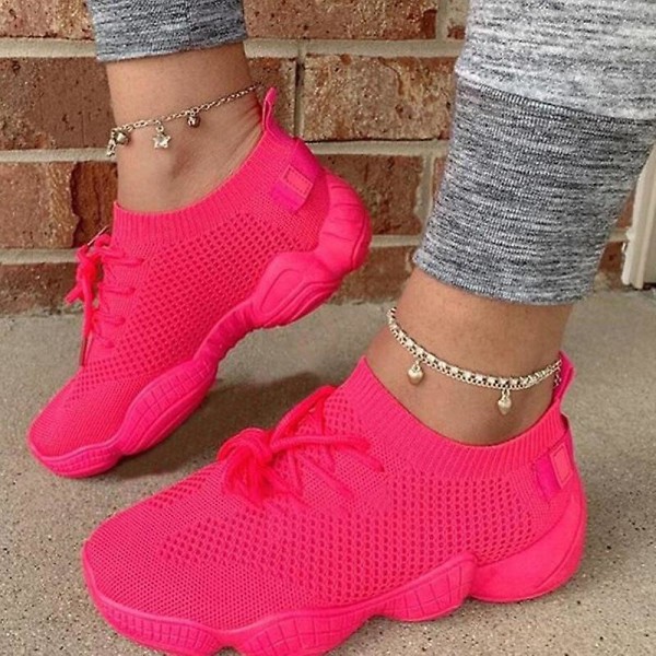 Air Mesh Dam Sneaker Sock Skor Pink 37