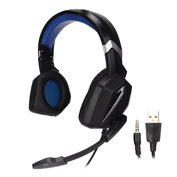 Spelheadset Stereo RGB-ljus Minnesskum Öronkuddar 3,5 mm USB Trådbunden Över-öron Headset med Mikrofon för PS4 PC Mobiltelefon