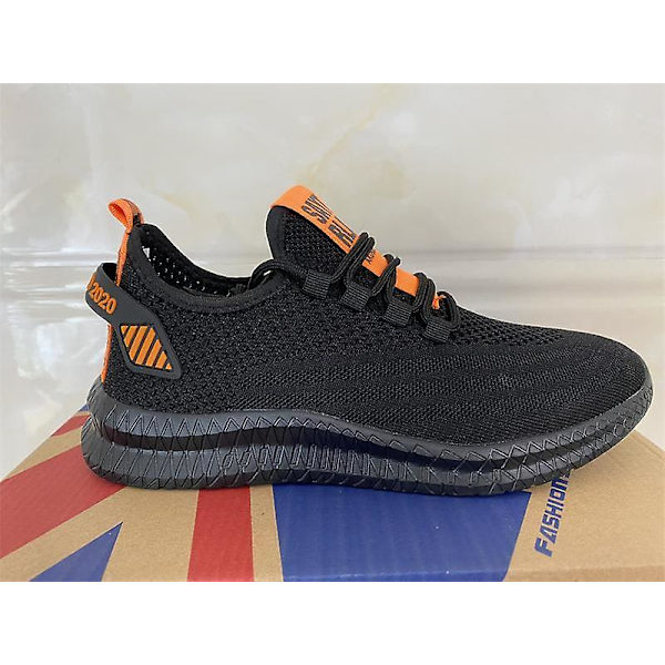 Fashionabla sneakers herrskor fritidsskor Black-Orange 42