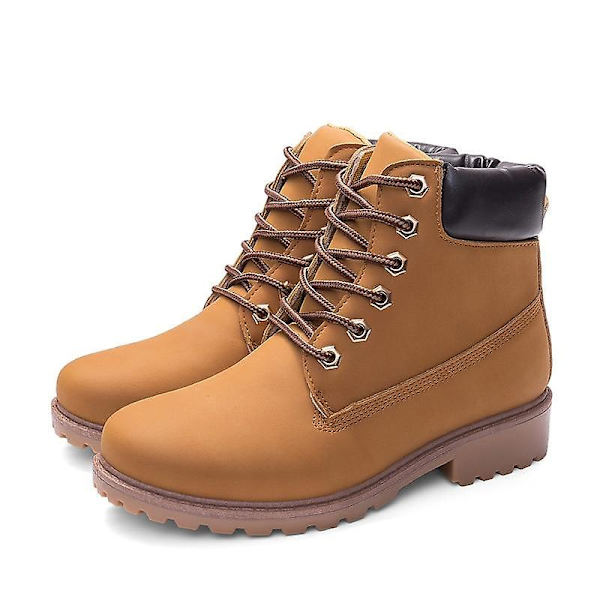 Varma plysch Kvinnor Fyrkantiga klackar Vintergul No Fur Snow Boots 8.5 / Yellow no fur