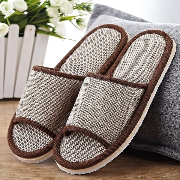 Sommar- Linne inomhusgolv, tofflor, sandaler White 5