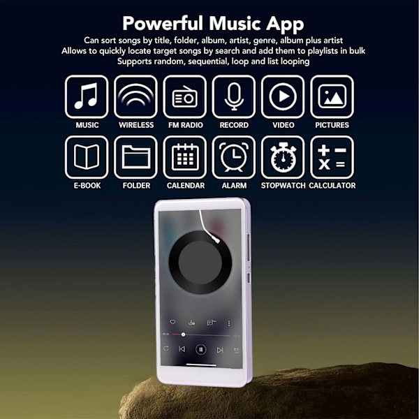 Bluetooth MP4-spelare 5 tum HD pekskärm HiFi brusreducering bärbar WiFi-musikspelare med kamera för Android Lila
