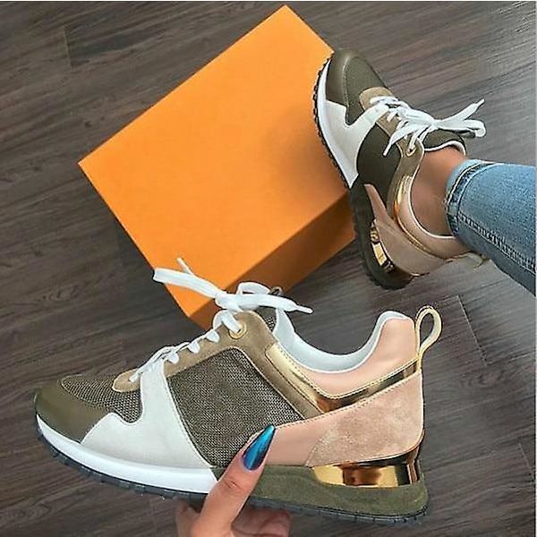 Sneakers för dam Leopardmönstrade, skor med tjock lädersula Pink 9