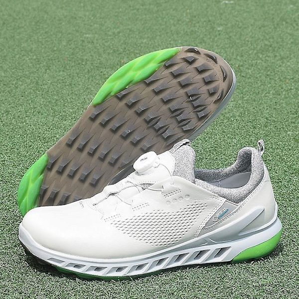 Golfskor i äkta läder för män, sportskor för utomhusbruk White 6.5