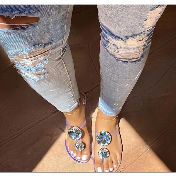 Sommar Sandal Kvinnor Explosion Diamond Jelly Skor Transparent 39