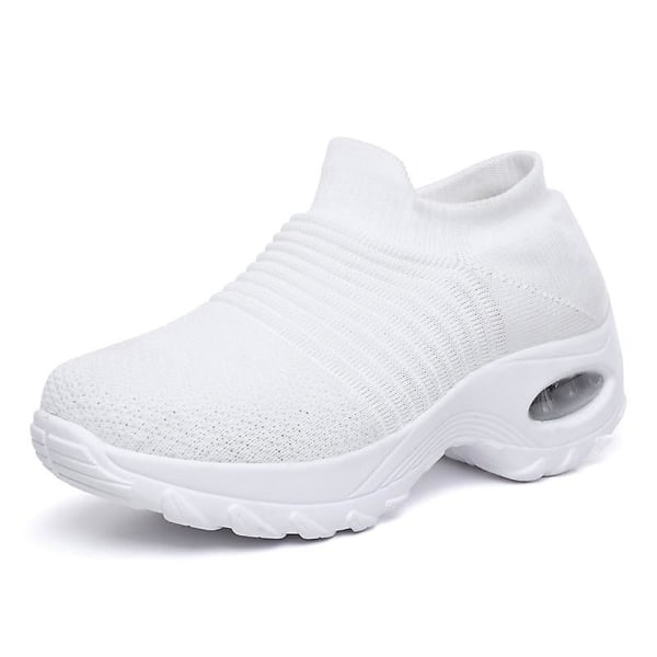 Dam Spring Wedges Casual Trainers Komfort Höjd Ökande Sneakers White 8