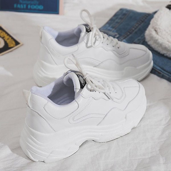Dam Snörning, Chunky Platform Sneakers Skor Beige 35