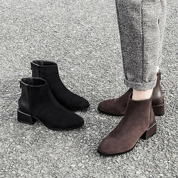 Höst Vinter Casual Chelsea Mode Ankel Boots black Plush Added 41