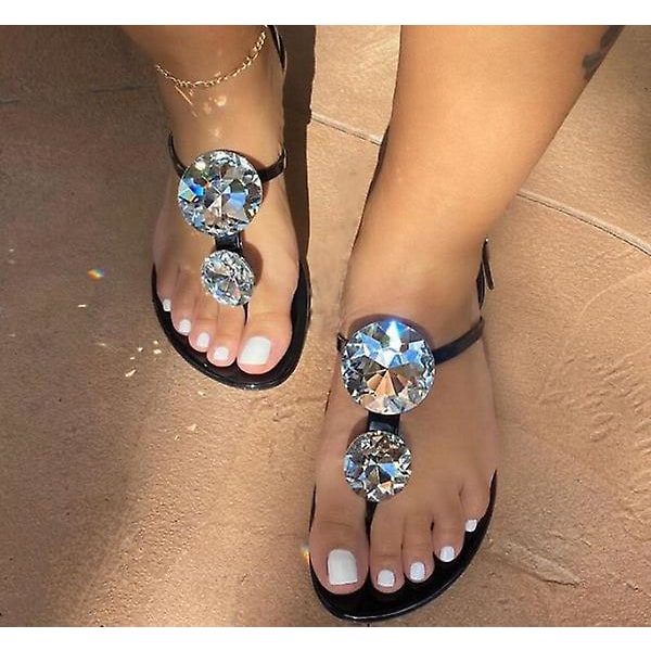 Sommar Sandal Kvinnor Explosion Diamond Jelly Skor Black 41