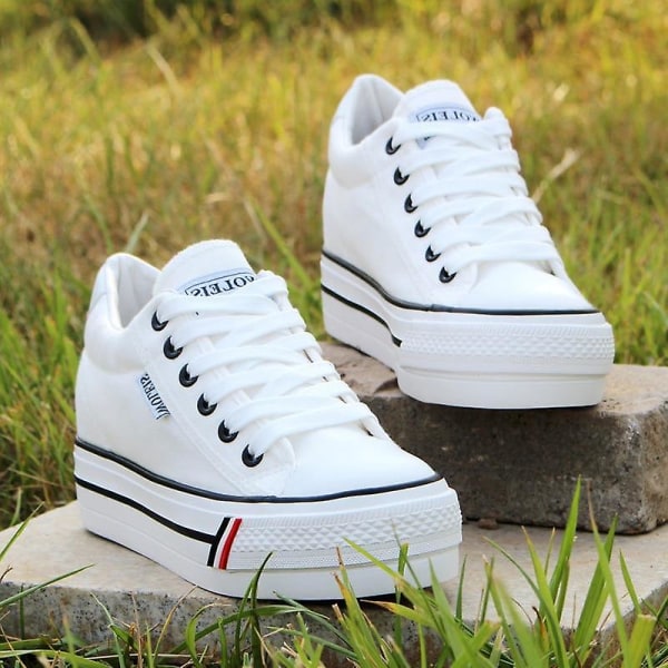 Kvinnor dolda häl plattform kil andas sneakers Red 35
