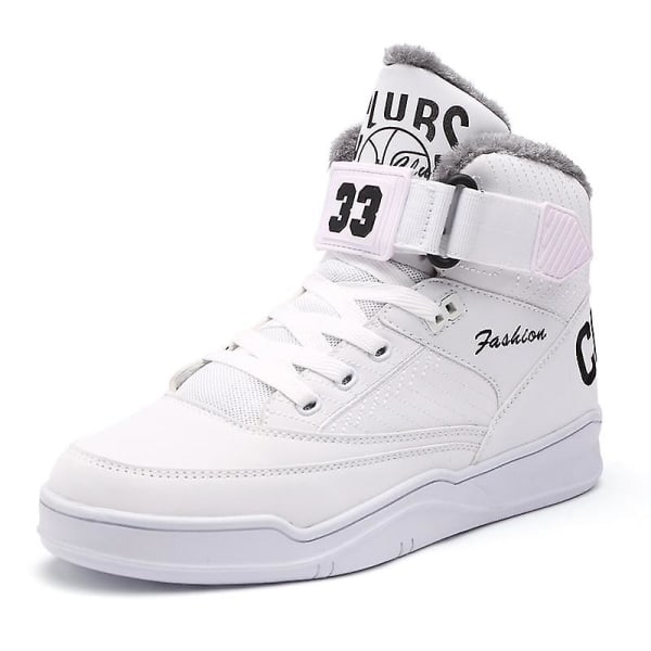 Unisex snöstövlar, vintervarma höga sneakers White 45