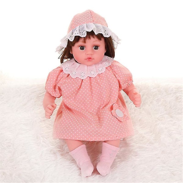 Reborn Baby Dolls Toddler med hatt - Realisitc Reborn flickdocka viktad naturtrogen med mjuk silikonkropp Set för barn 3+ Polka LIGHT PINK