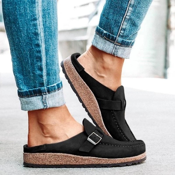 Kvinnor Sommar Flat Slip-on Casual Sneakers black 8.5