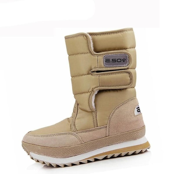 Vattentät kvinnlig snö, vinterstövlar Khaki 44