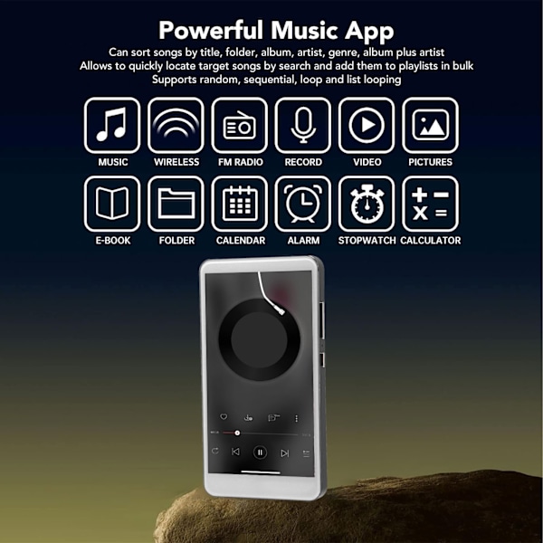 Bluetooth MP4-spelare 5 tum HD pekskärm HiFi brusreducering bärbar WiFi musikspelare med kamera för Android svart