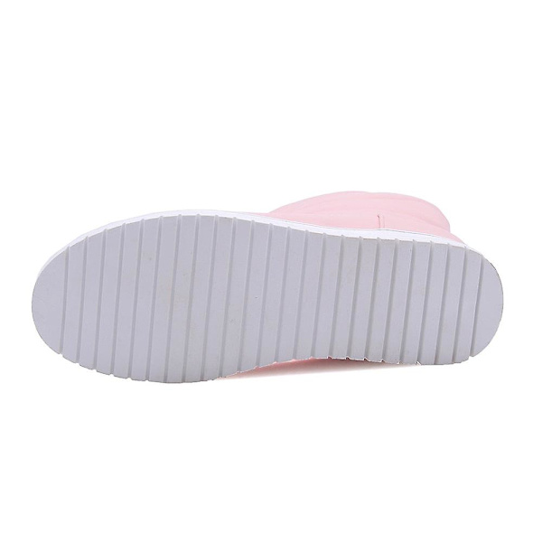 Vinterknähöga stövlar, bekväm platt klack för kvinnor Pink 5