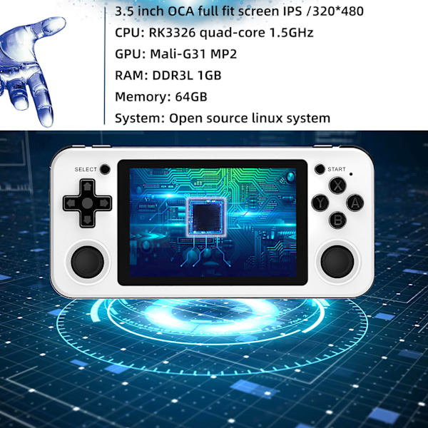 RG351P Retro Spelkonsol för Öppen Källkodssystem Videospel Handhållen 3,5 tum IPS Skärm Spelare