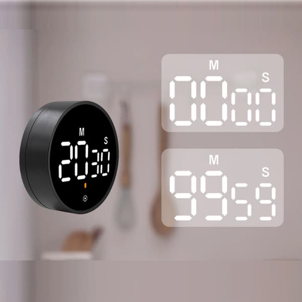 Roterande LED Nedräkningstimer 280 Digital Display Magnetisk Multifunktionell Timer Svart