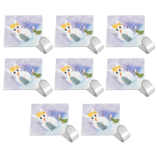 8 st Snögubbe Form Punchfri Krokställ Stark Lastbärande Rostfritt Stål Självhäftande Krok Hängare