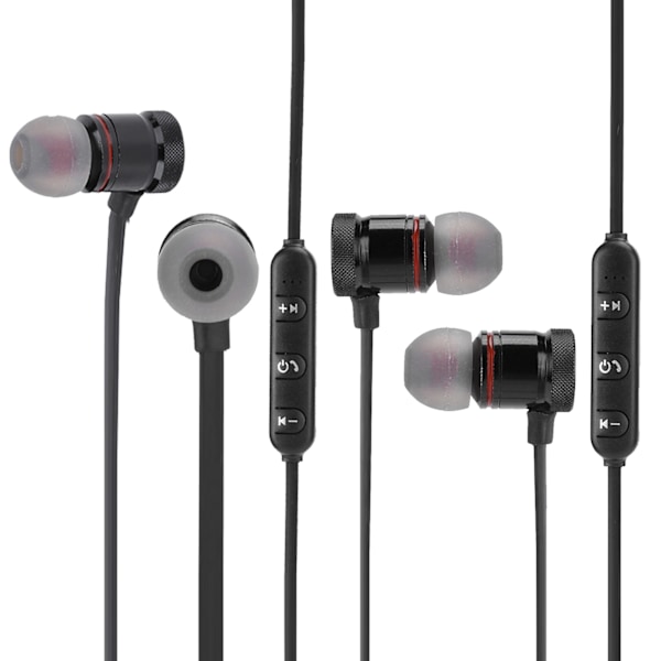 2 st XT?6 Stereo Headset Bluetooth Magnetisk Attraktion Binaural Trådlös Sport Hörlurar Svart