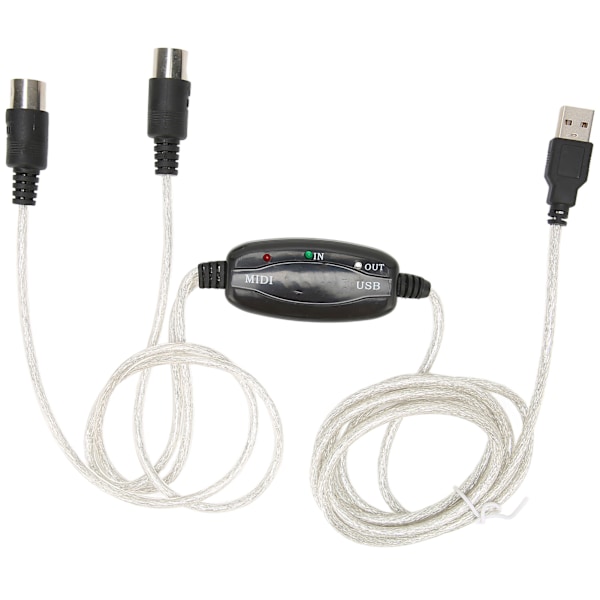 USB till MIDI Kabel Konverterare 16 Kanaler PC till Synthesizer 2 i 1 MIDI Sladd Adapter för Windows Dator