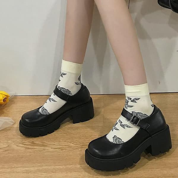 Winter Gothic Punk Dam Platform Boots - Mattsvart 6