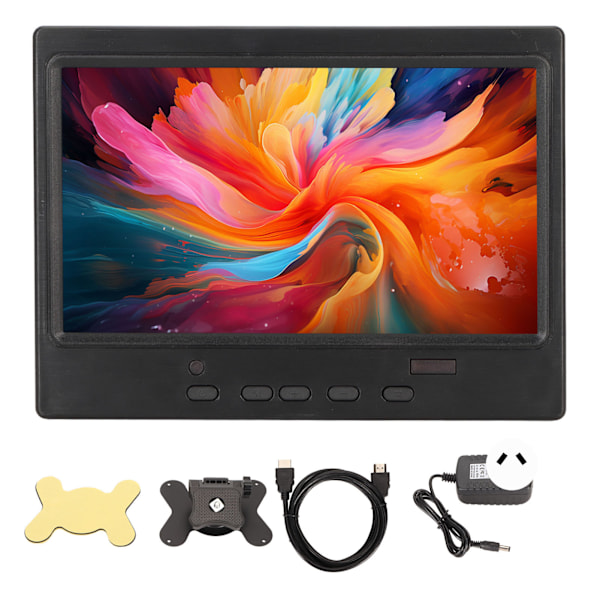 7-tums portabel monitor 1024x600 Stöder HD Multimedia Interface VGA AV Portabel skärm med stöd för PC 100?240V Fjärilsklämma AU-kontakt
