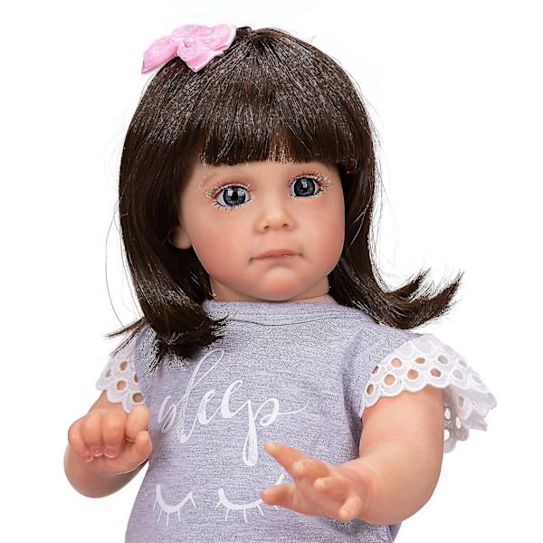 60 cm Maggie Bebe Doll Reborn Toddler med brunt hår Gosig liten flickdocka Högkvalitativ present till barn