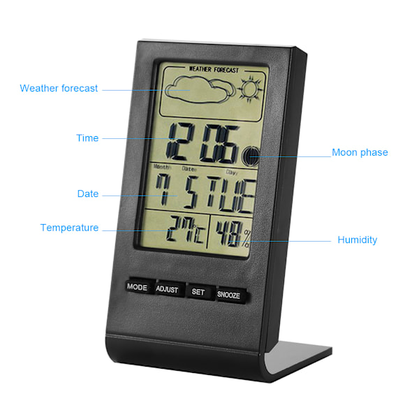 Digital Klocka Termometer Hygrometer Alarm Kalender Timer med Stor LCD-Display