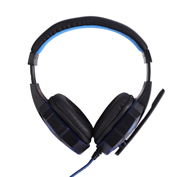 Stereo Gaming-headset med mikrofon, trådbundna hörlurar med LED-ljus, brusreducerande, blå