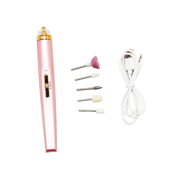 5 i 1 Bärbar Elektrisk Nagelborrmaskin USB-laddning Slipning Med LED-ljus