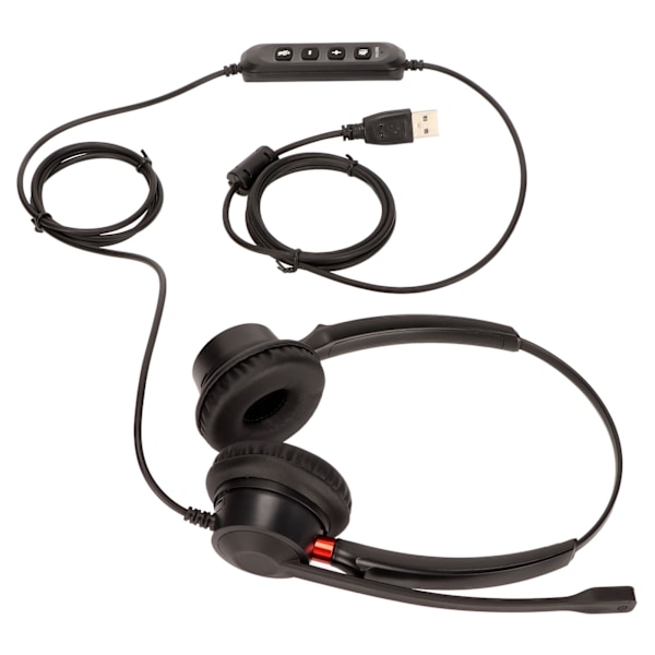 Telefonheadset med volymjustering, mikrofonstängning, USB, binaural, kundtjänstheadset för telemarketing
