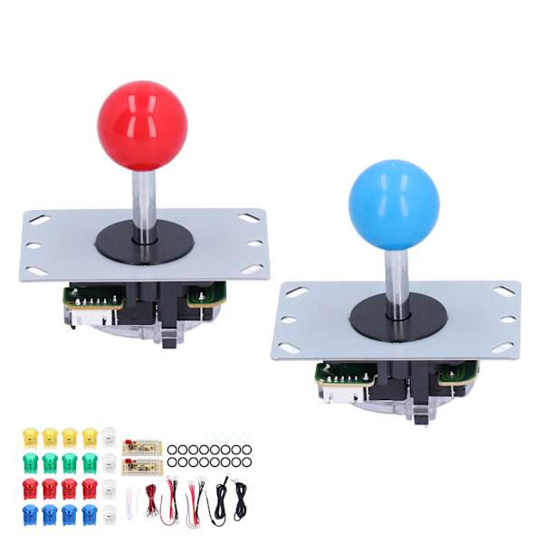 2-spelars Arkadspel DIY-kit Joystick-set LED Arkadknappar för Datorspel 5V