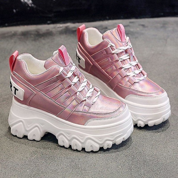 Vinterplattformsskor, Kvinnor Chunky Sulor Höjd Öka Boots Set-2 06.Pink 4
