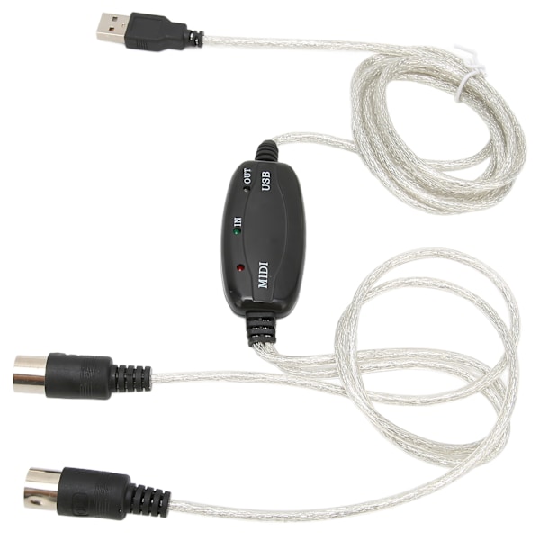 USB till MIDI Kabel Konverterare 16 Kanaler PC till Synthesizer 2 i 1 MIDI Sladd Adapter för Windows Dator