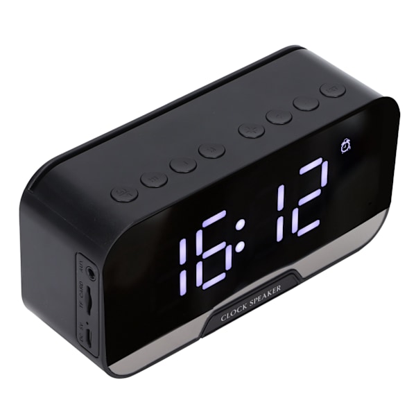 D?88 Multifunktionell Bluetooth Klockradio Portabel Dubbel Väckarklocka Funktion Högtalare för Sovrum Kontor Svart