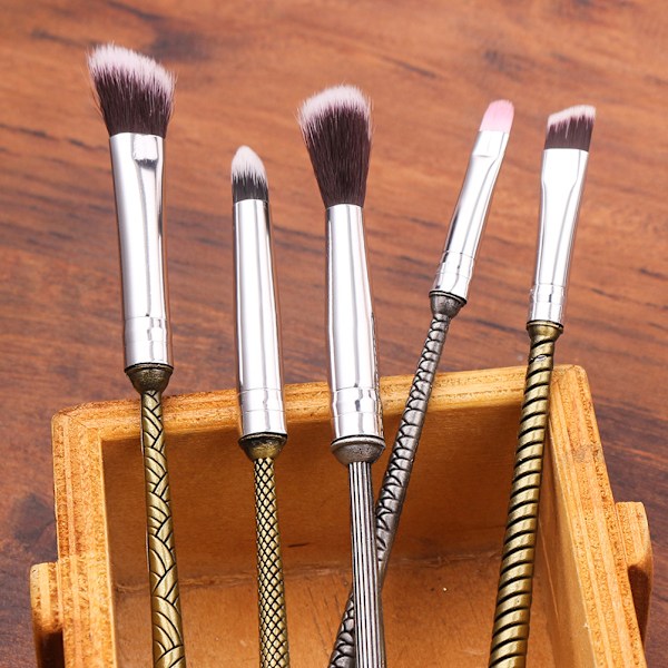 5 st Sminkborstar Set Trollstav Kosmetisk Kit Ögonskugga Eyeliner Blandningspenna Läpp med Presentpåse