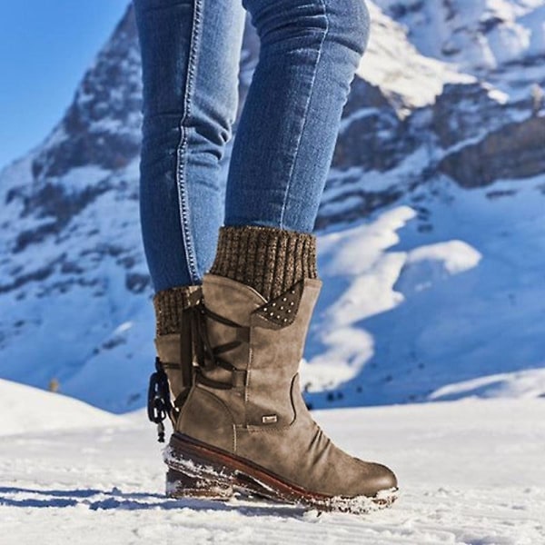 Kvinnor Mid-kalf Boots, Flock vinterskor BLACK 11 f8d3 | BLACK | 11 | Fyndiq