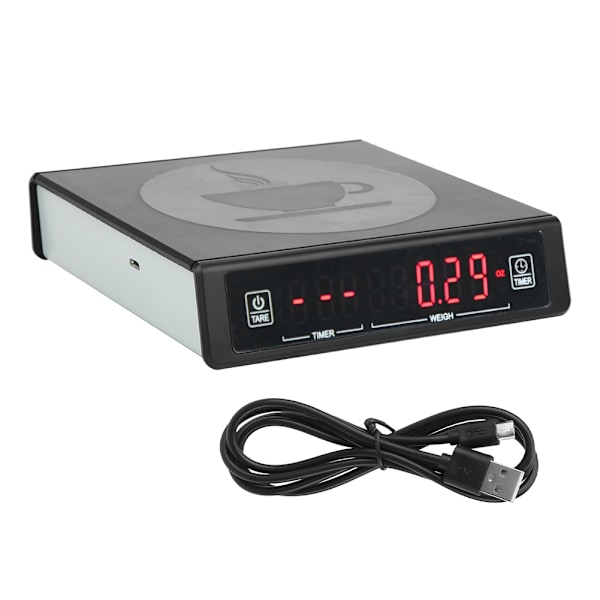 Svart Kaffe Bakning Kök Elektronisk Våg Batteri Uppladdningsbar med Timerfunktion 3kg/0.1g