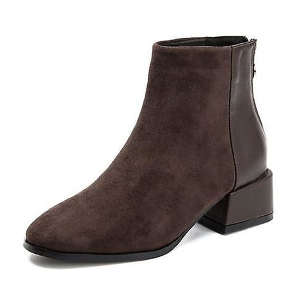 Höst Vinter Casual Chelsea Mode Ankel Boots brown Plush Added 34
